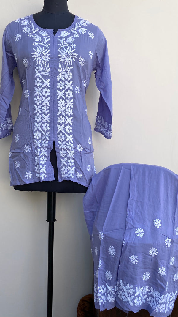 Lucknowi Chikankari Co-ord Set Purple Muslin Cotton