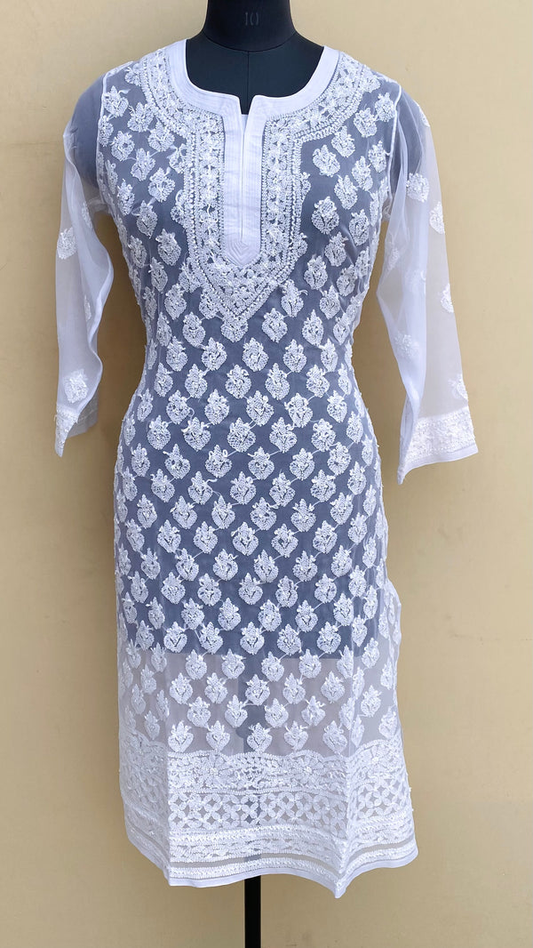 Lucknowi Chikankari Kurti White Georgette