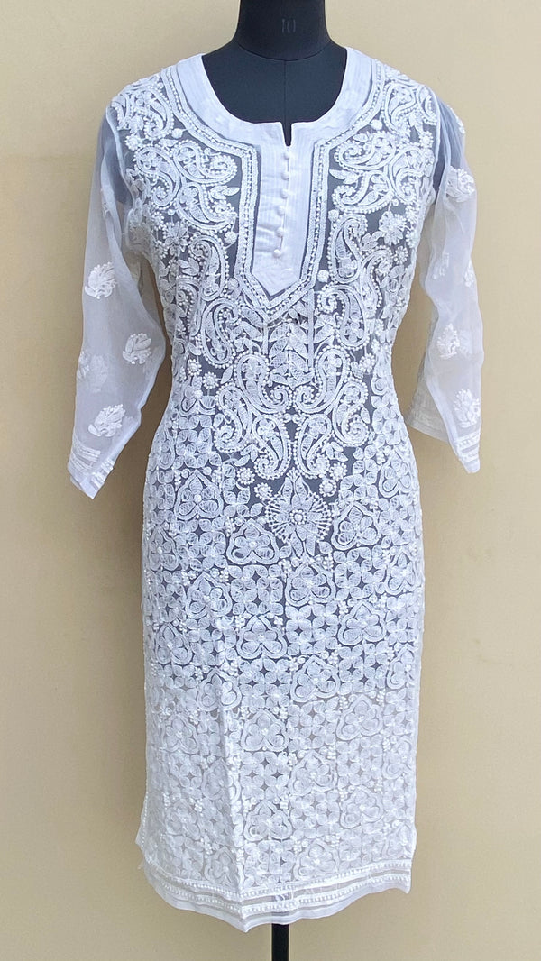 Lucknowi Chikankari Kurti White Georgette