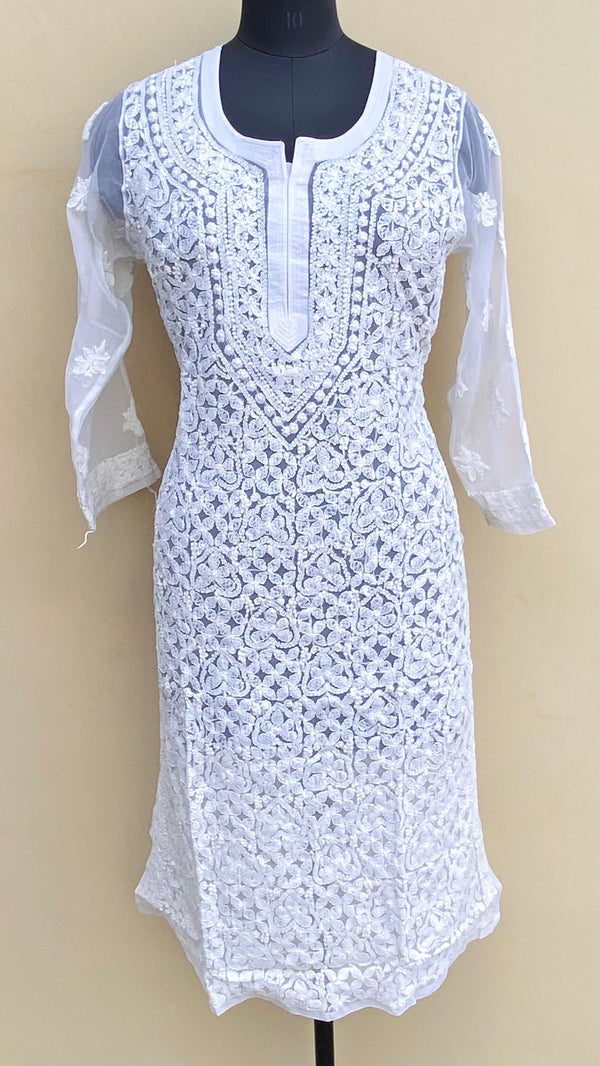 Lucknowi Chikankari Kurti White Georgette