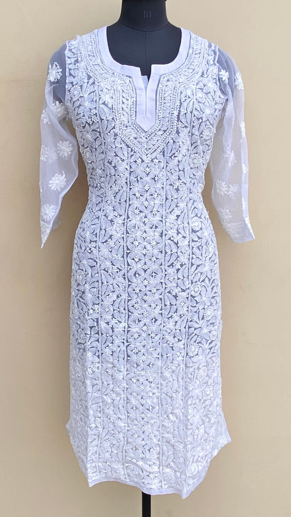 Lucknowi Chikankari Kurti White Georgette