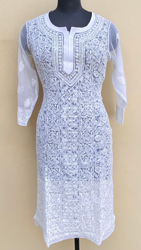 Lucknowi Chikankari Kurti White Georgette