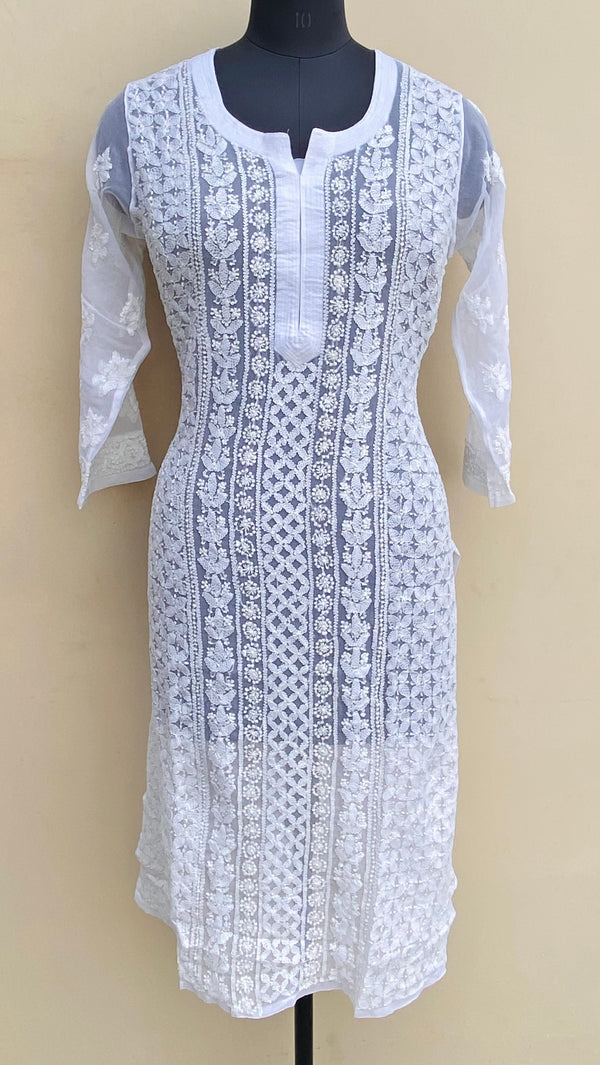 Lucknowi Chikankari Kurti White Georgette