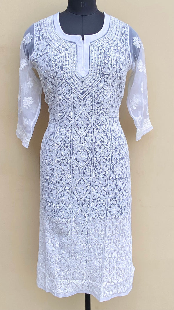 Lucknowi Chikankari Kurti White Georgette