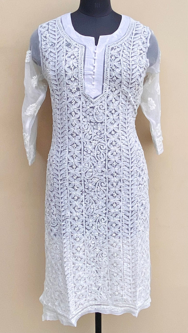 Lucknowi Chikankari Kurti White Georgette