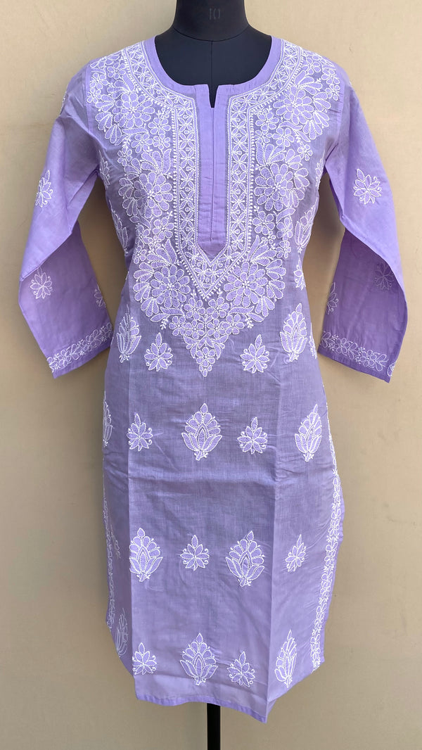 Lucknowi Chikankari Kurti Purple Cotton