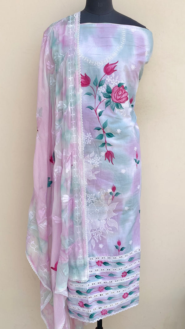Designer Embroidered Suit Length 3 Piece White Mal Cotton