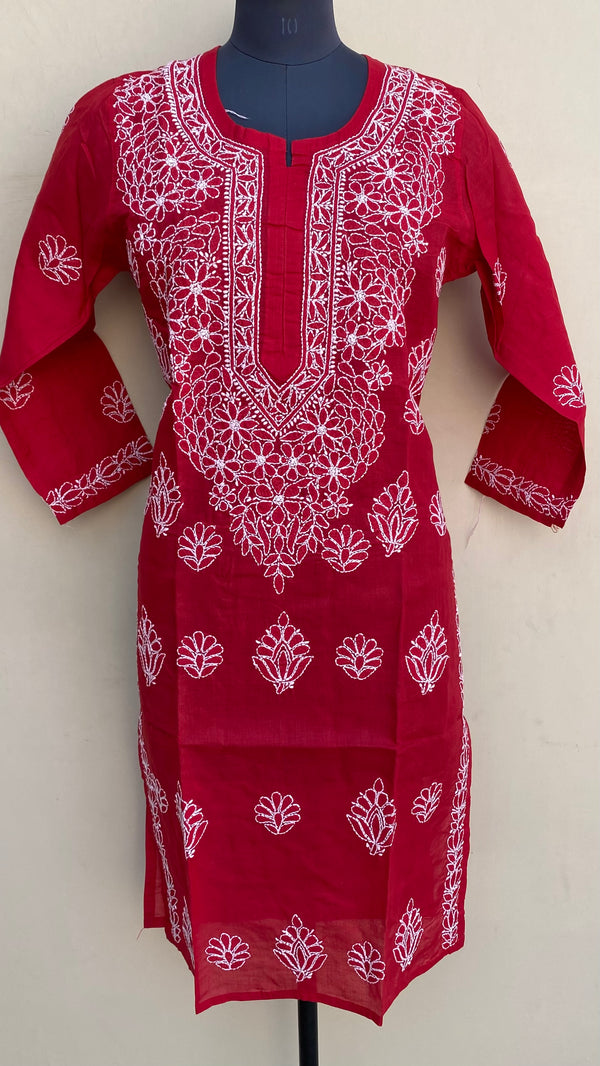 Lucknowi Chikankari Kurti Maroon Cotton