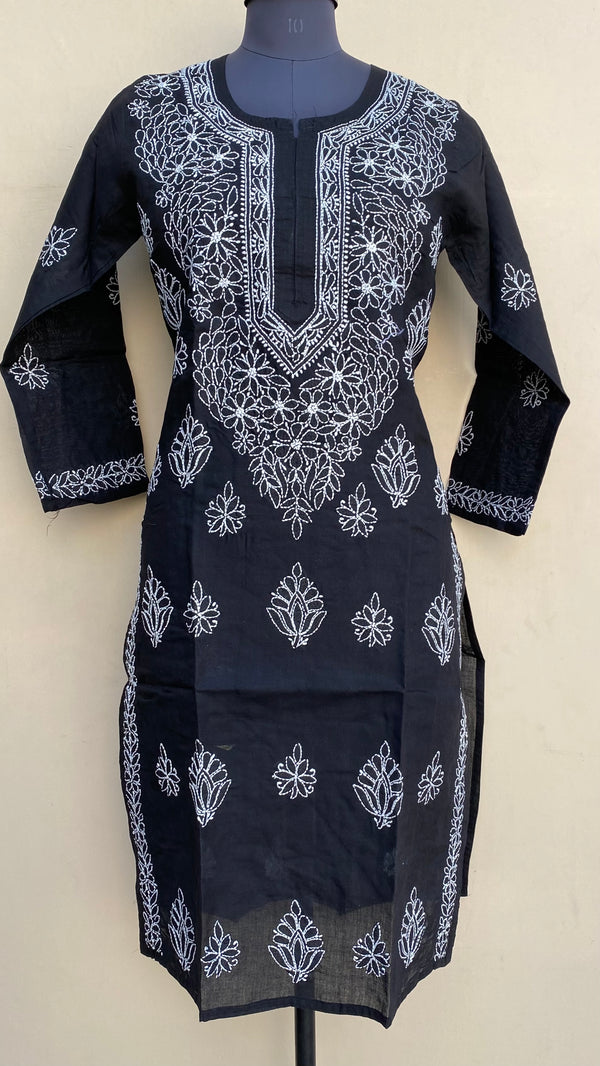 Lucknowi Chikankari Kurti Black Cotton