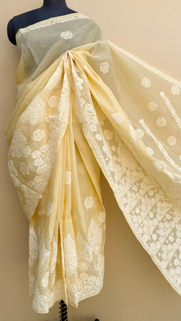 Lucknowi Chikankari Saree Beige Cotton