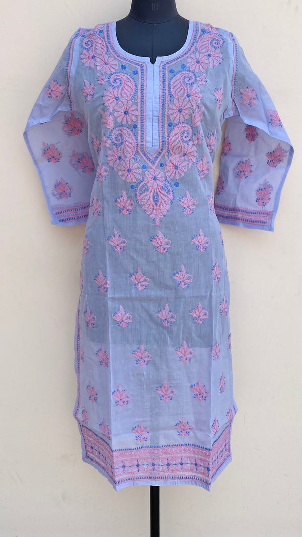 Lucknowi Chikankari Kurti Purple Cotton