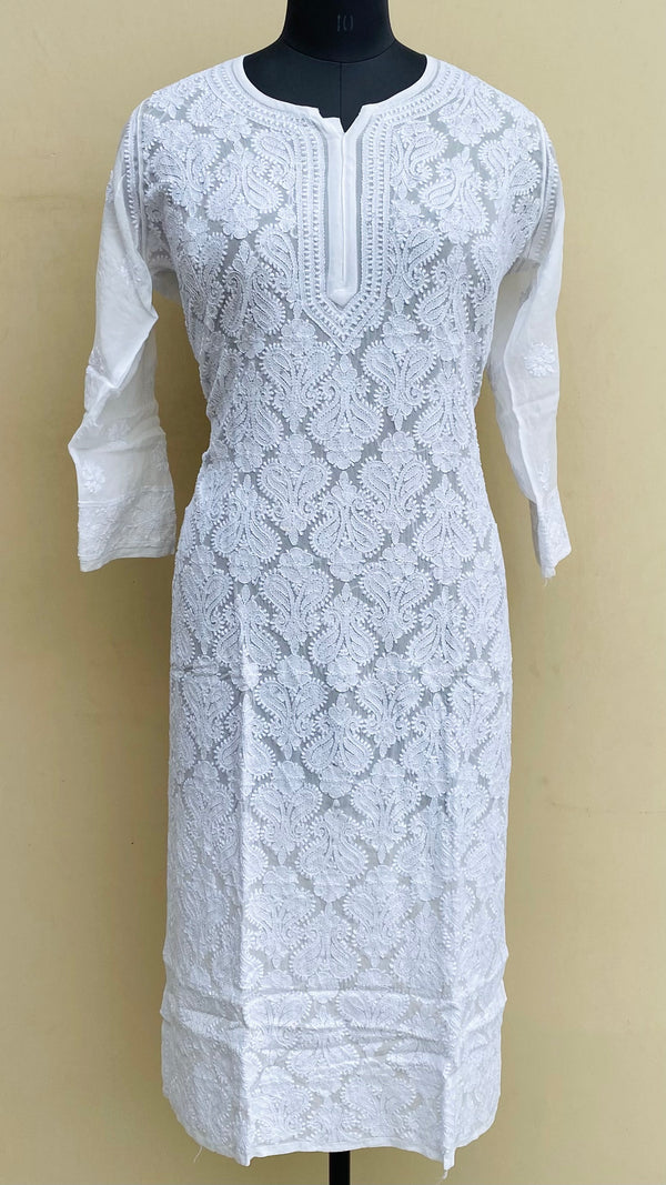 Lucknowi Chikankari Kurti White Pure Georgette