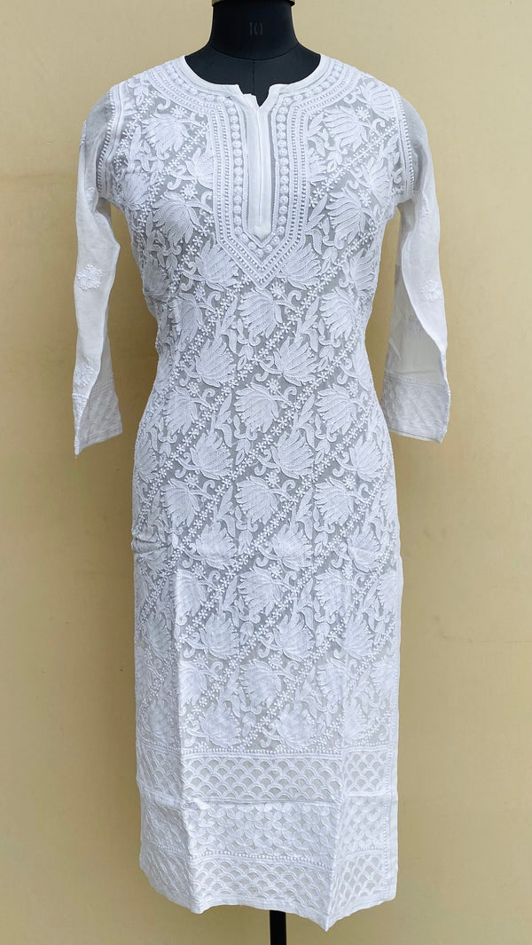 Lucknowi Chikankari Kurti White Pure Georgette