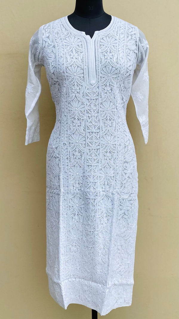 Lucknowi Chikankari Kurti White Pure Georgette