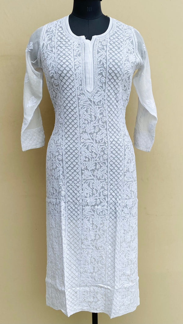 Lucknowi Chikankari Kurti White Pure Georgette