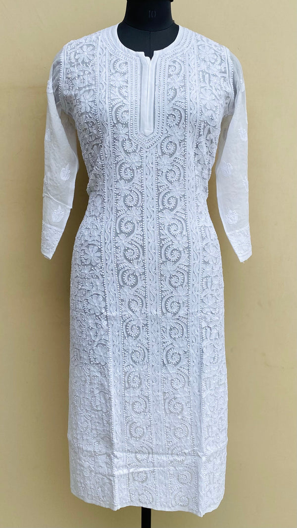 Lucknowi Chikankari Kurti White Pure Georgette