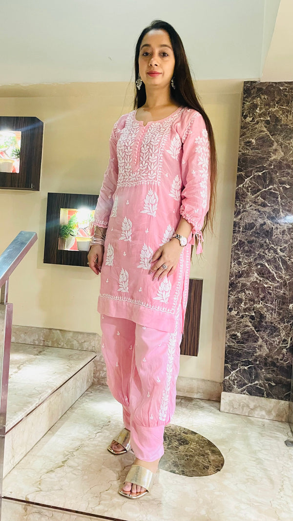 Lucknowi Chikankari Farshi Salwar Co-ord Muslin Cotton