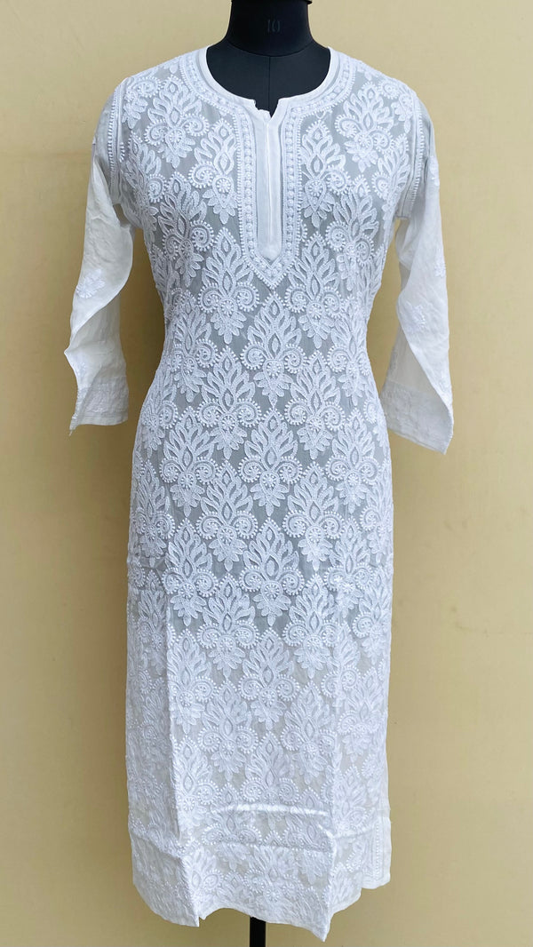 Lucknowi Chikankari Kurti White Pure Georgette