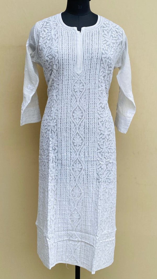 Lucknowi Chikankari Kurti White Pure Georgette