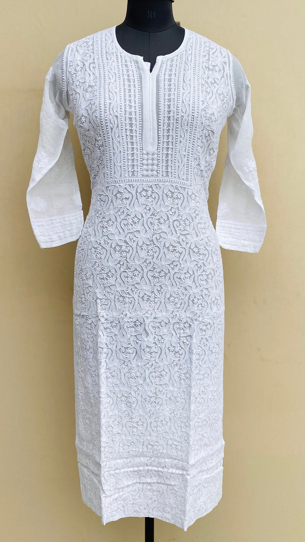 Lucknowi Chikankari Kurti White Pure Georgette