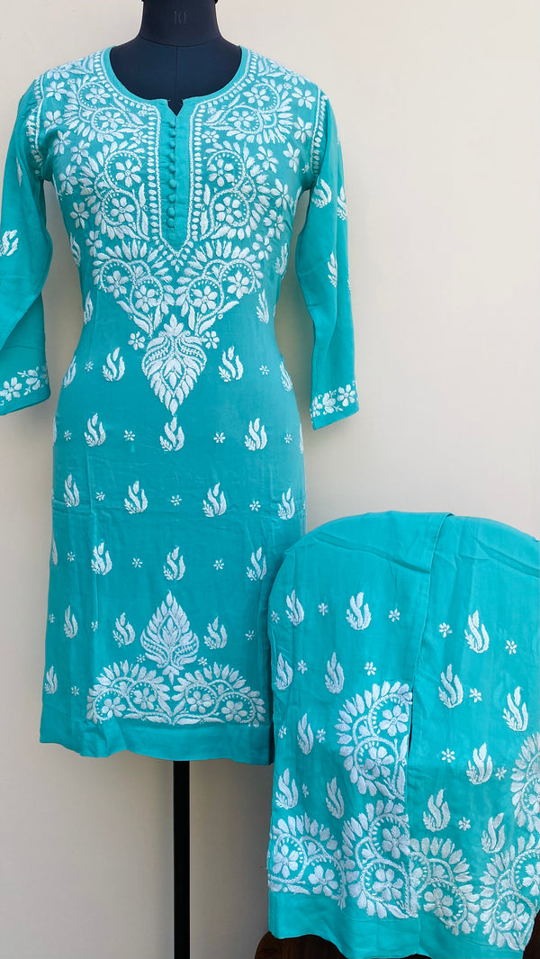 Lucknowi Chikankari Co-ord Set Sea Green Muslin Cotton