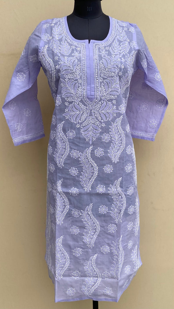 Lucknowi Chikankari Kurti Purple Cotton