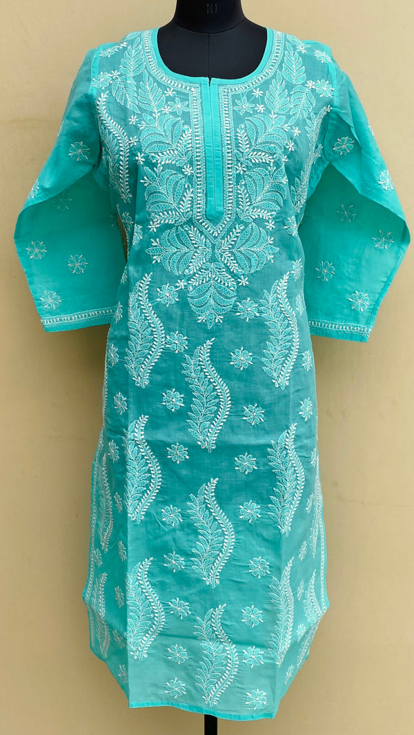 Lucknowi Chikankari Kurti Blue Cotton