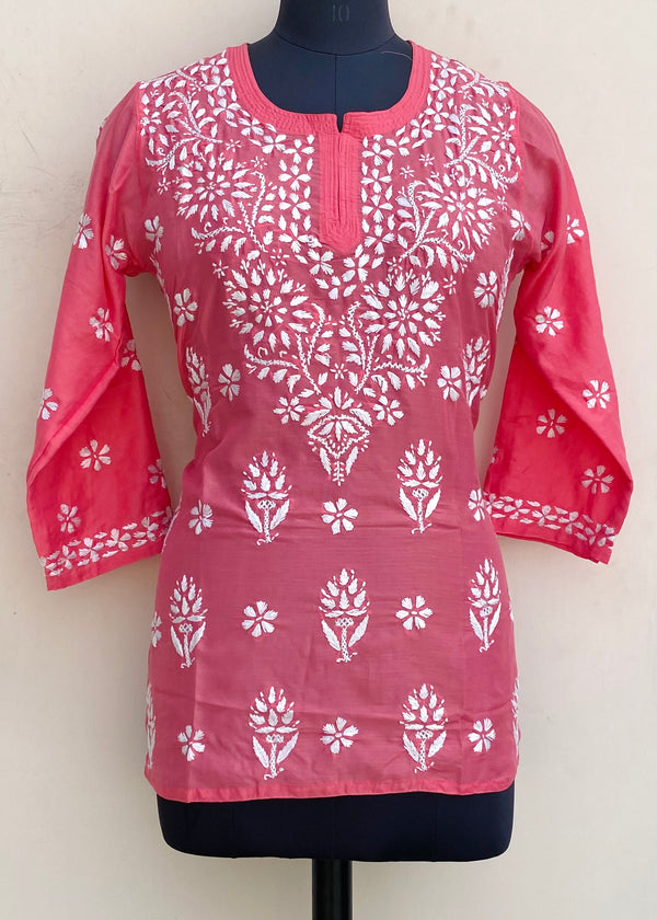 Lucknowi Chikankari Short Kurti Gajri Muslin Cotton