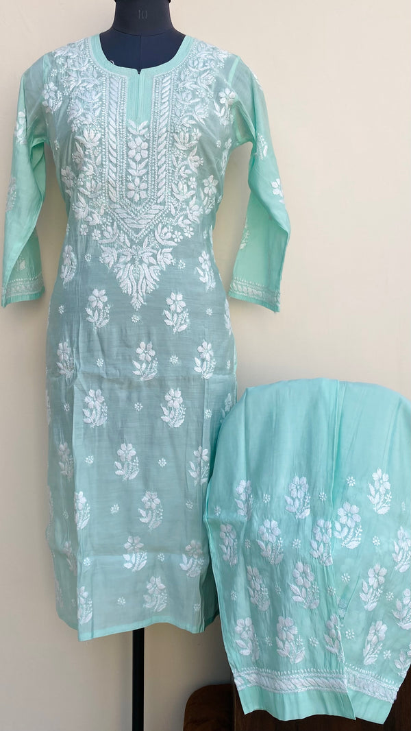 Lucknowi Chikankari Co-ord Set Sea Green Muslin Cotton