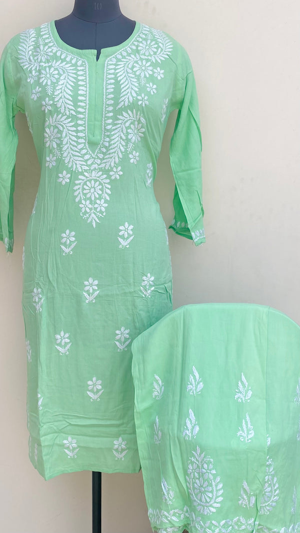 Lucknowi Chikankari Co-ord Set Mint Green Modal Cotton
