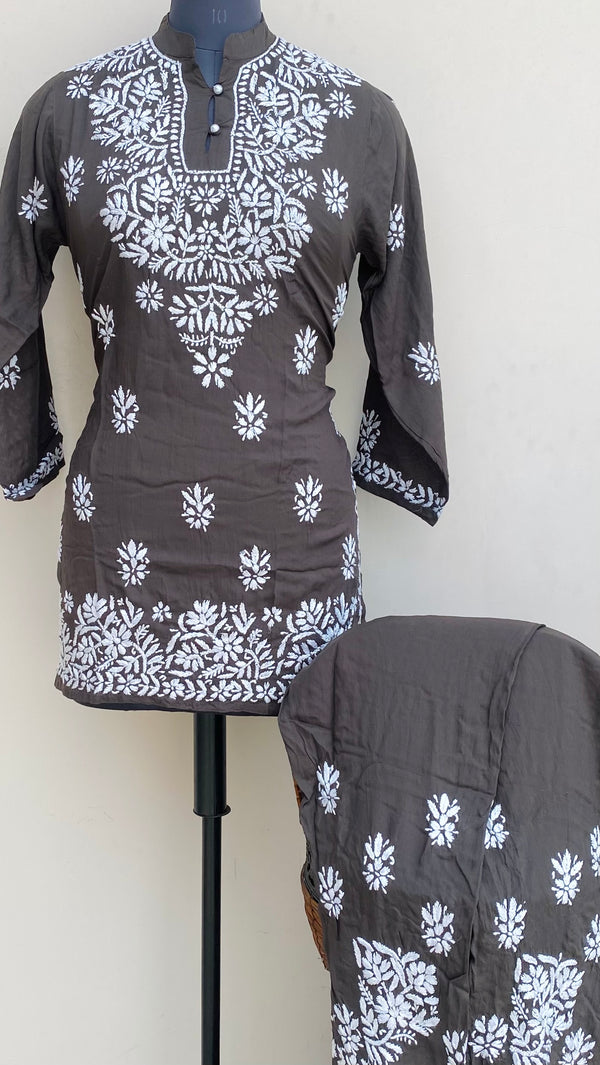 Lucknowi Chikankari Co-ord Set Black Muslin Cotton