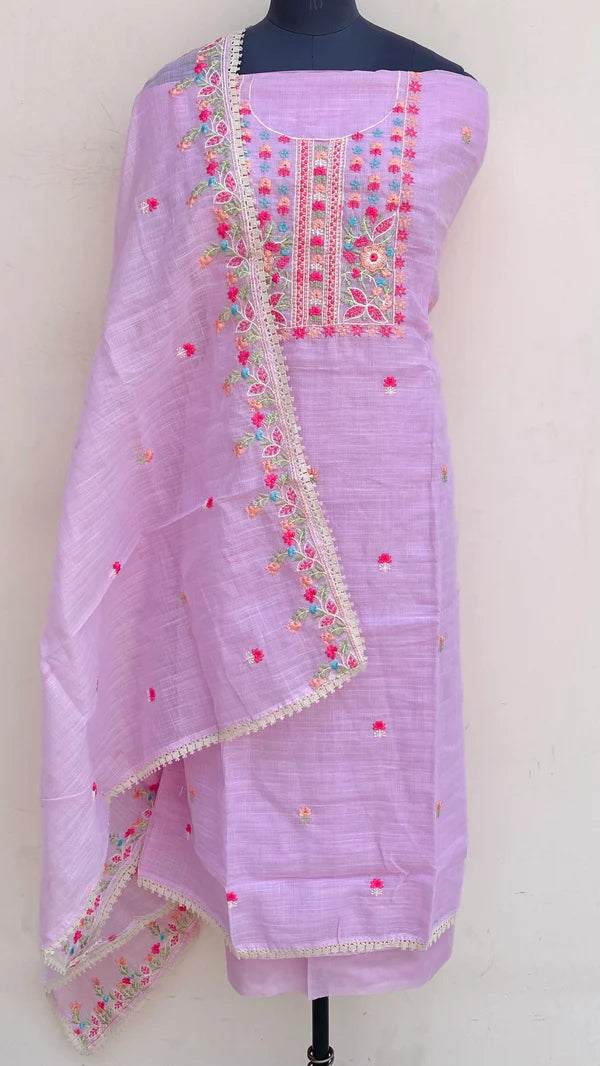 Designer Embroidered Suit Length 3 Piece Kota With Sequence Work