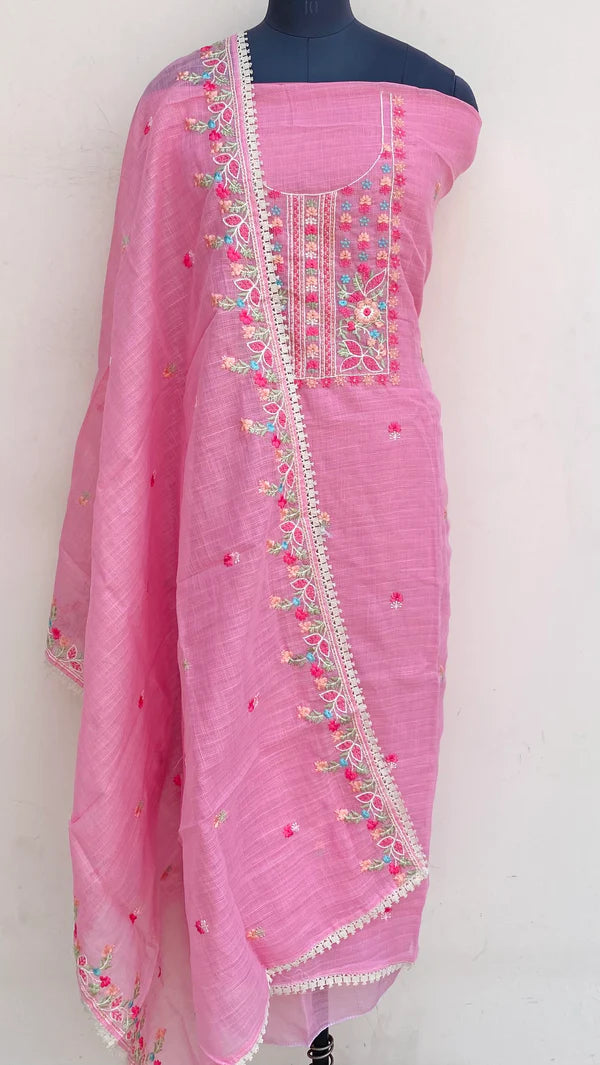 Designer Embroidered Suit Length 3 Piece Kota With Sequence Work