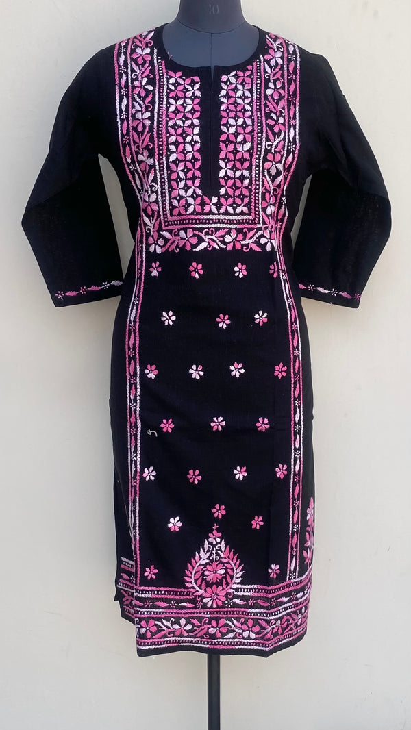 Lucknowi Chikankari Kurti Black Cotton