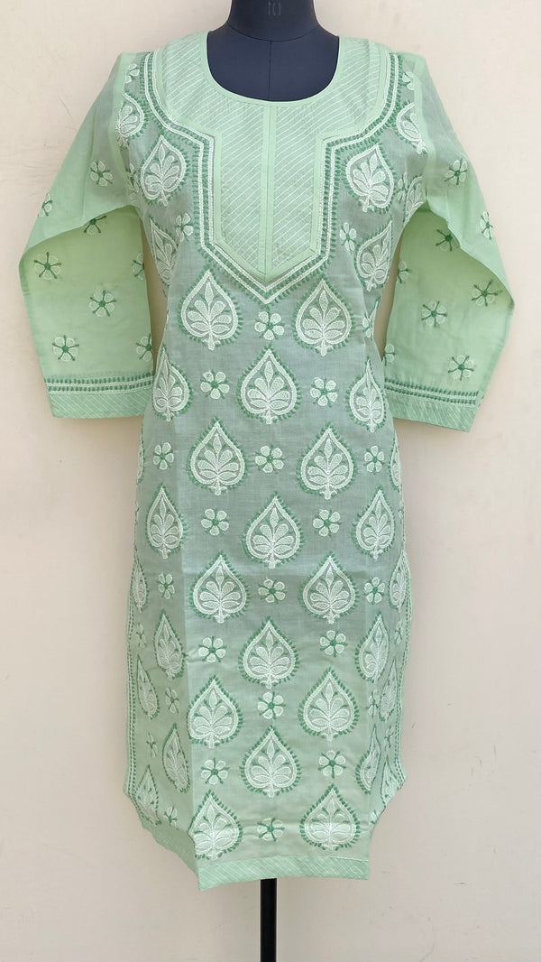 Lucknowi Chikankari Kurti Green Cotton