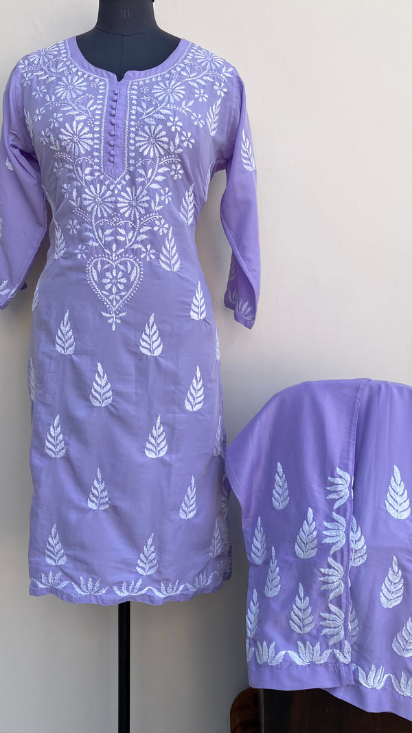 Lucknowi Chikankari Co-ord Set Purple Muslin Cotton