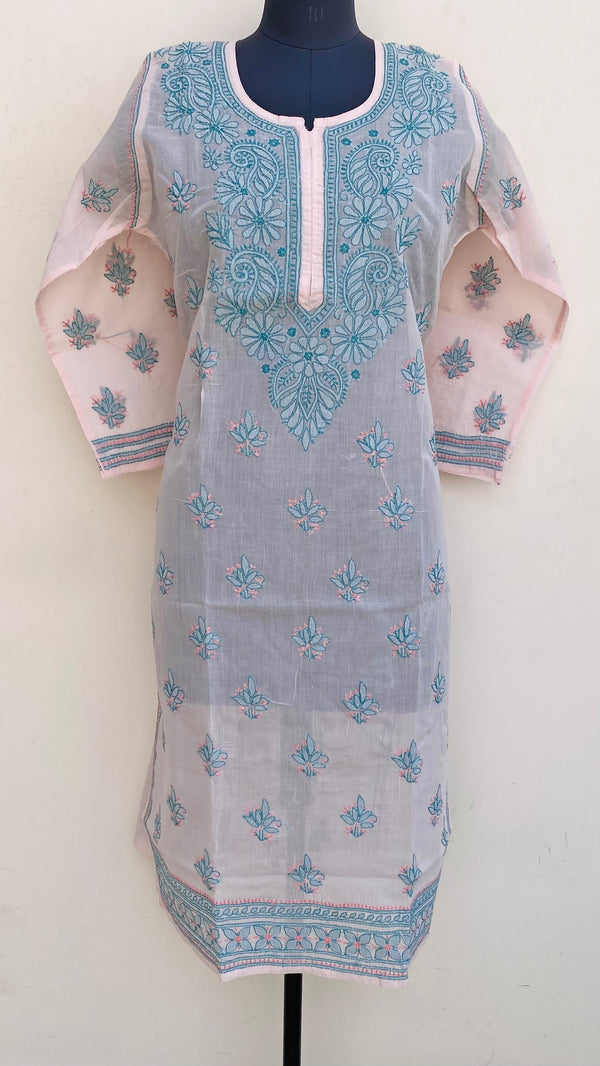 Lucknowi Chikankari Kurti Pink Cotton