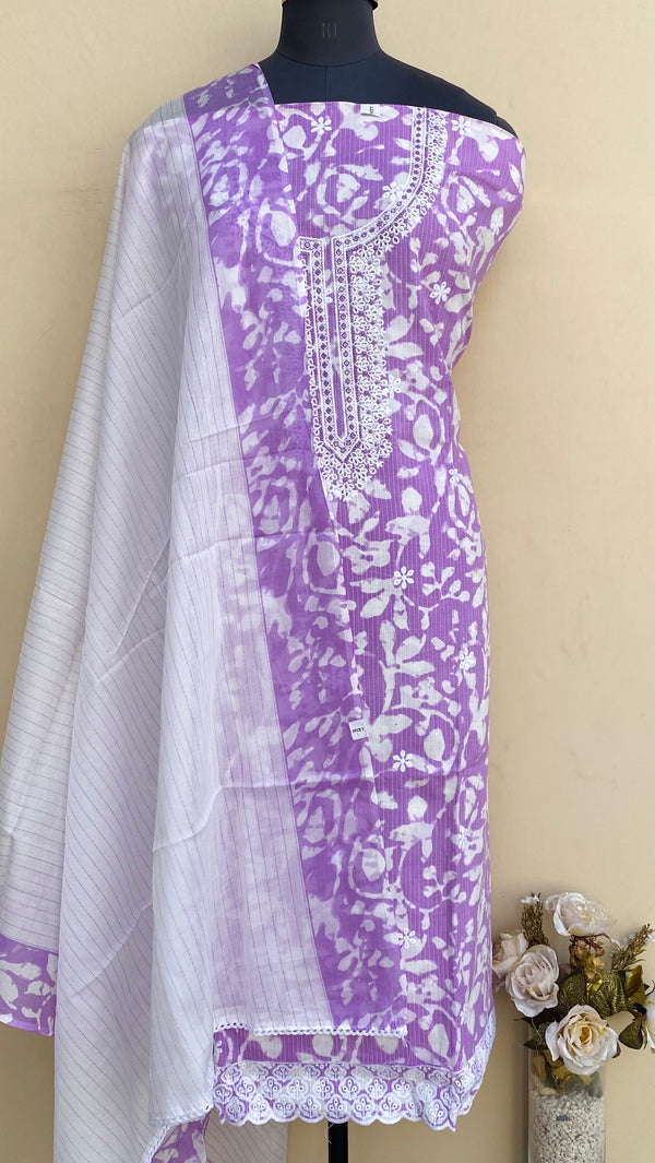 Designer Embroidered Suit Length 3 Piece Purple Mal Cotton