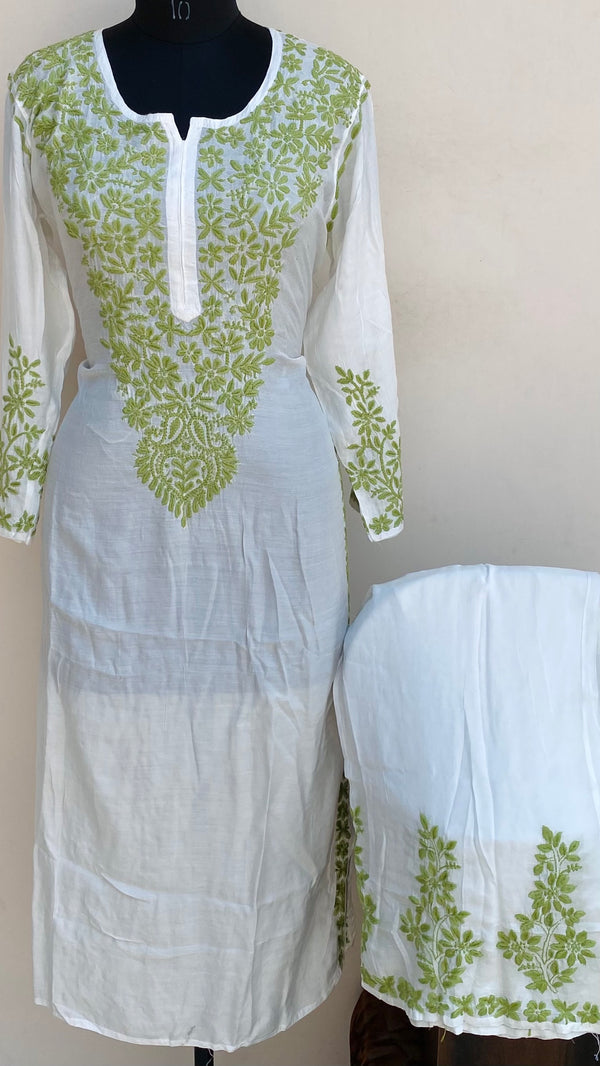 Lucknowi Chikankari Co-ord Set White Muslin Cotton