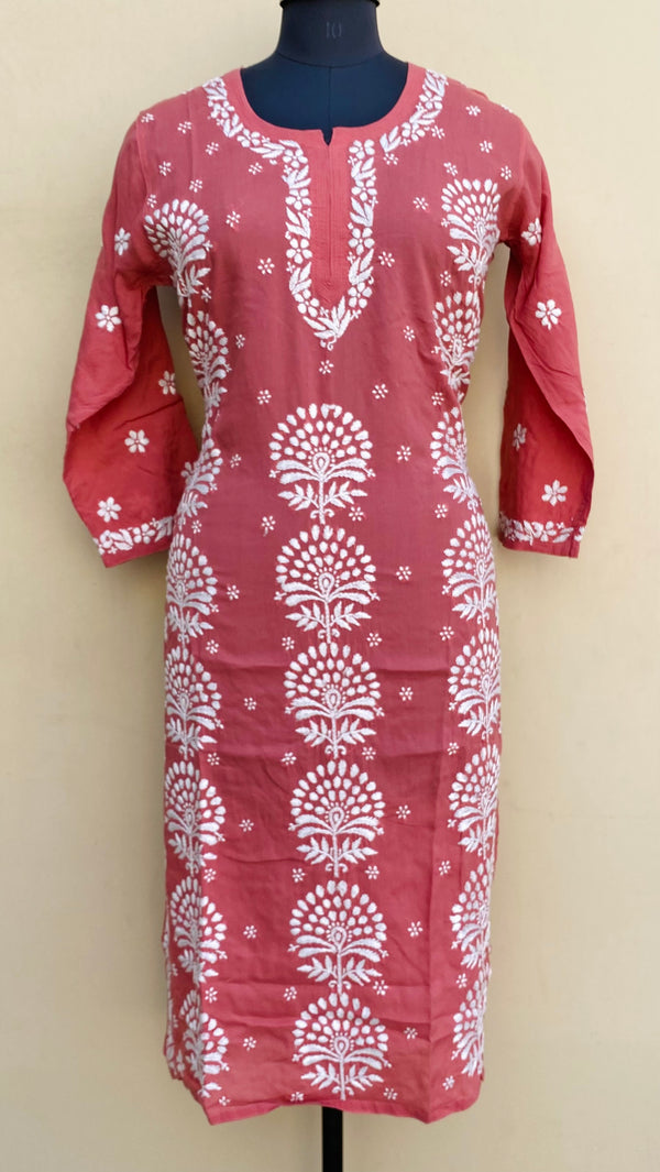 Lucknowi Chikankari Kurti Rose Pink Modal Cotton