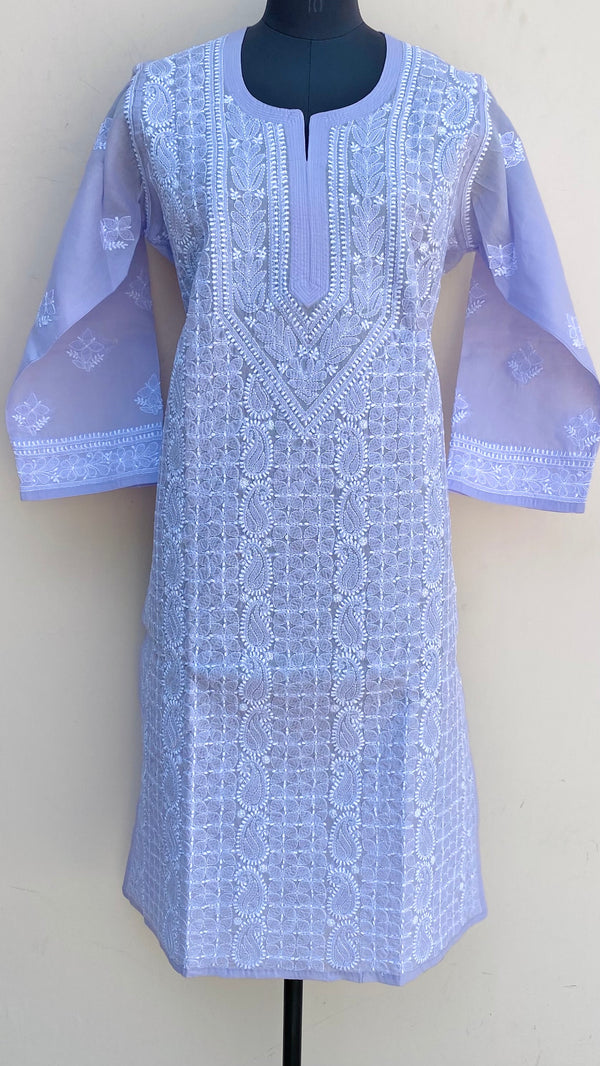 Lucknowi Chikankari Kurti Purple Cotton
