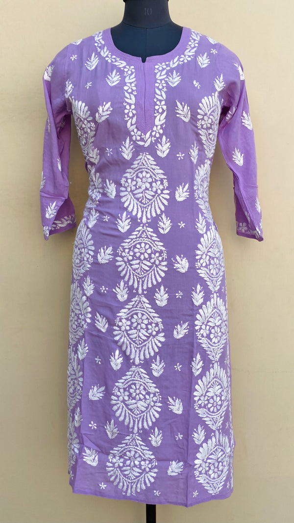 Lucknowi Chikankari Kurti Purple Modal Cotton