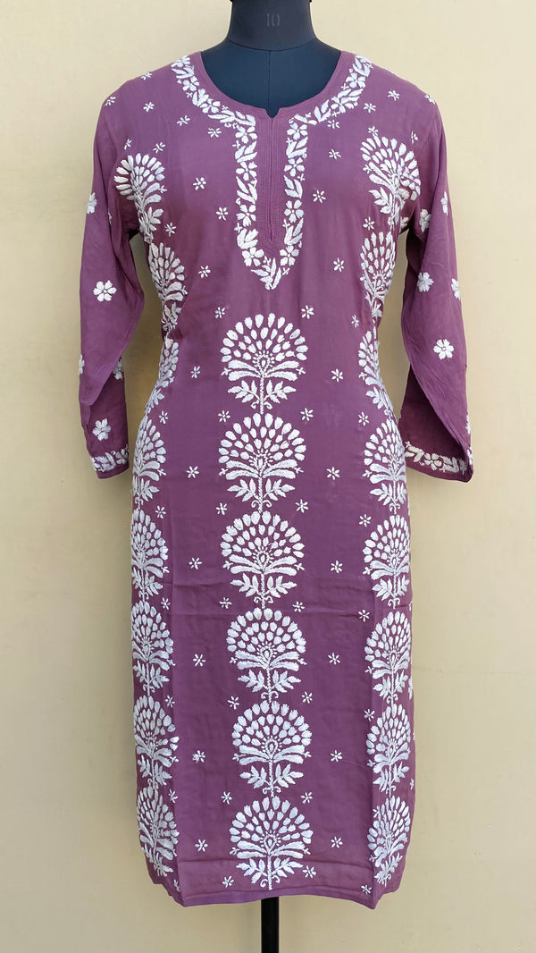 Lucknowi Chikankari Kurti Onion Pink Modal Cotton