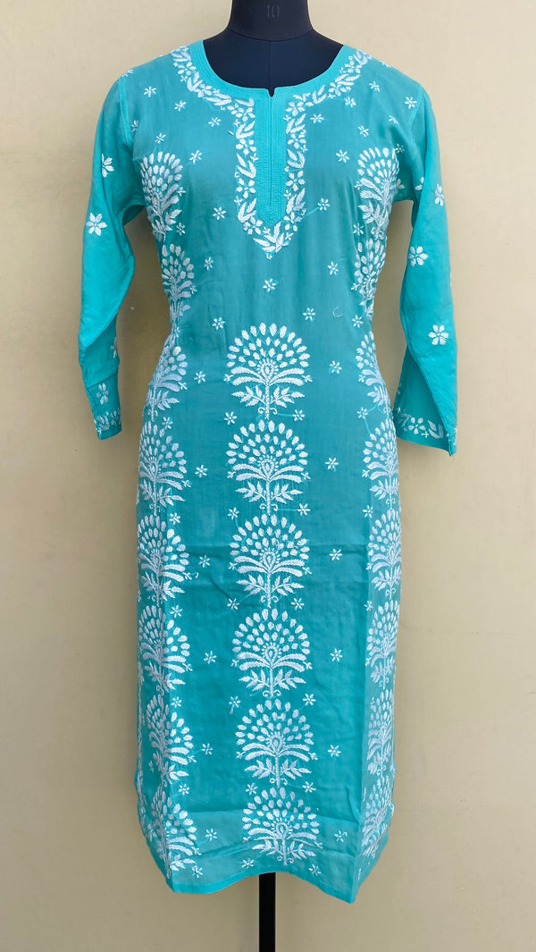 Lucknowi Chikankari Kurti Sea Green Modal Cotton