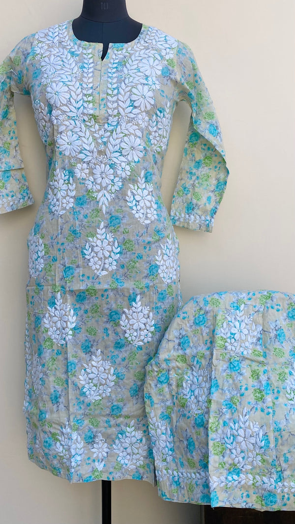 Lucknowi Chikankari Printed Co-ord Set  Multicolour Mulmul Cotton