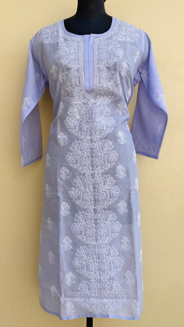 Lucknowi Chikankari Kurti Purple Cotton