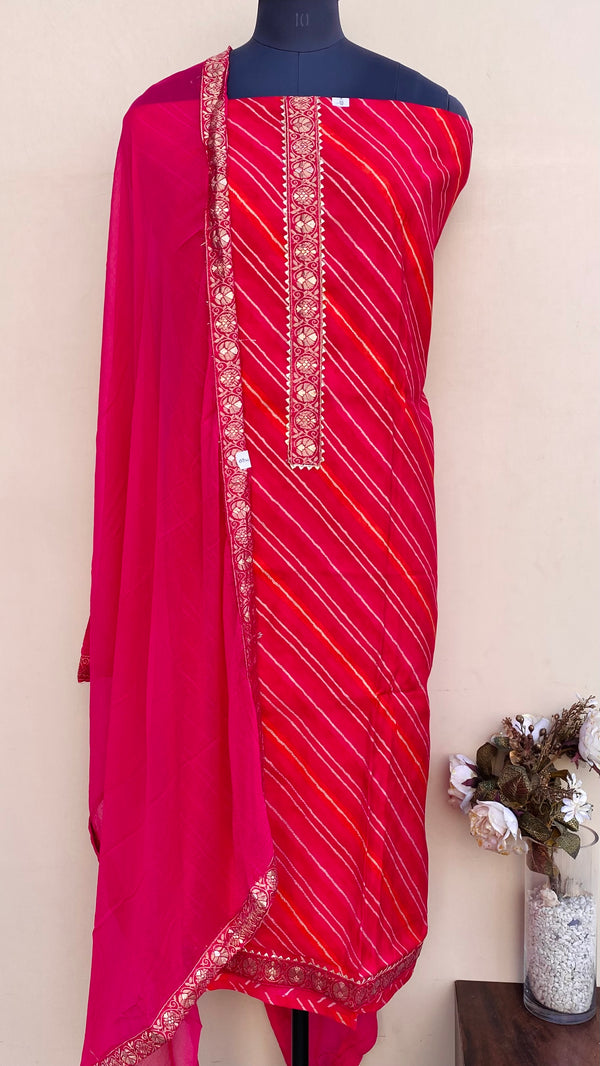 Designer Embroidered Suit Length 3 Piece Pink Mal Cotton