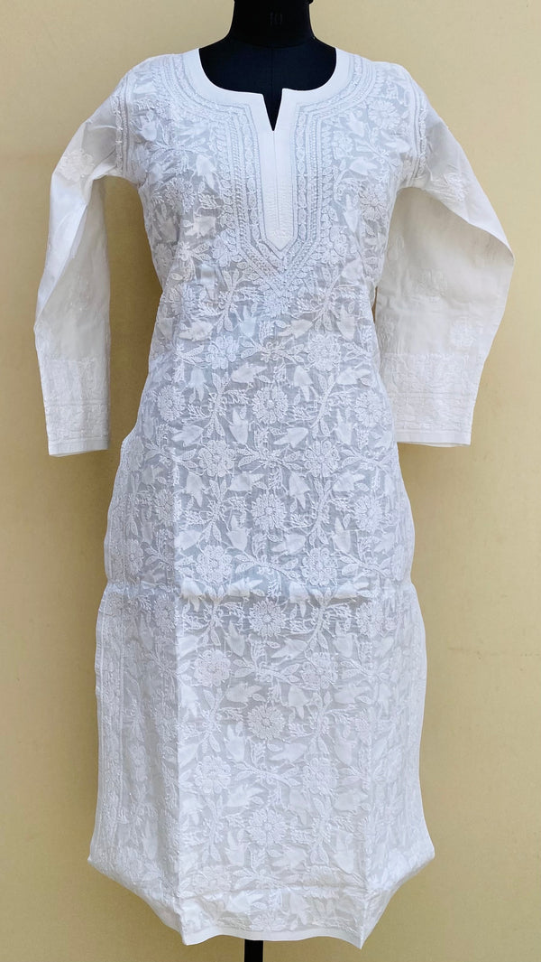 Lucknowi Chikankari Kurti White Cotton With Applique Work