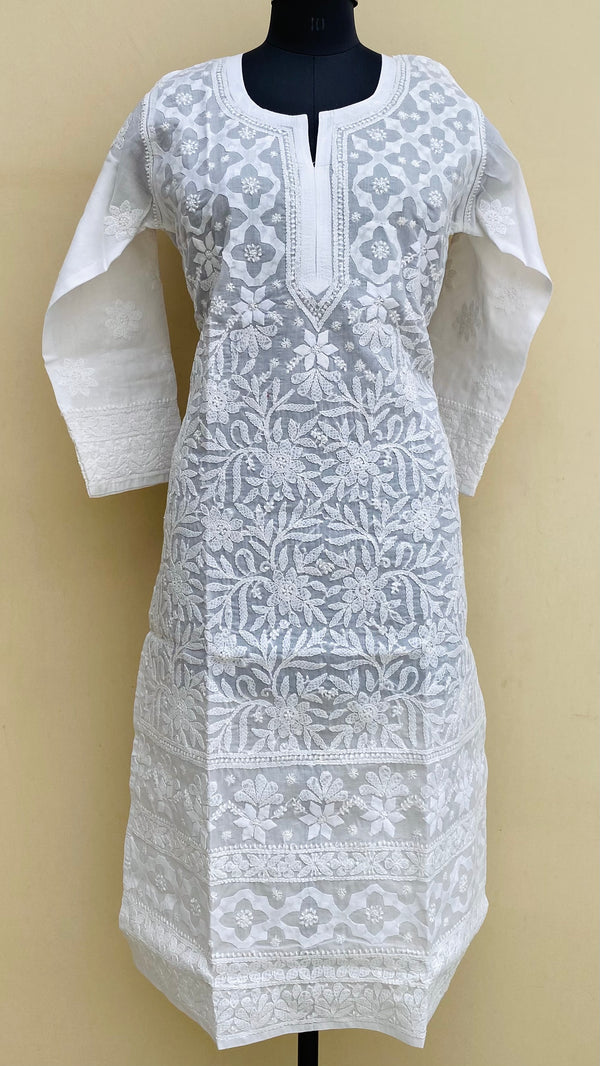 Lucknowi Chikankari Kurti White Cotton With Applique Work