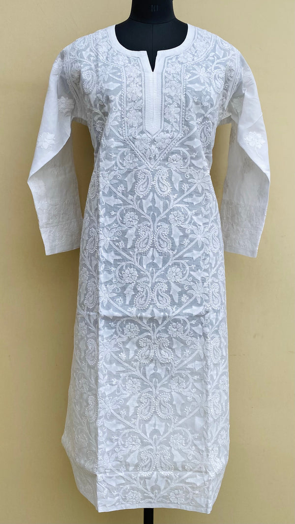 Lucknowi Chikankari Kurti White Cotton With Applique Work